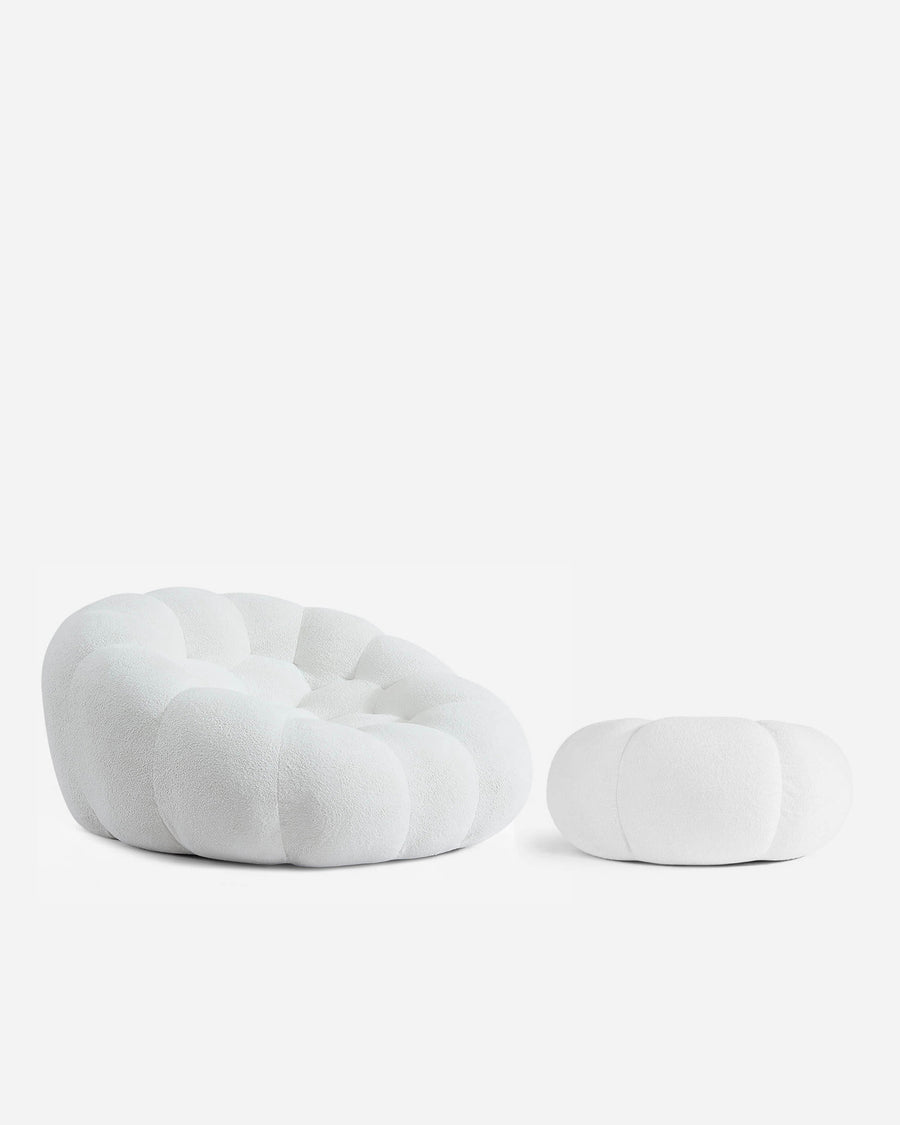 Ciel Chair Ottoman Set White