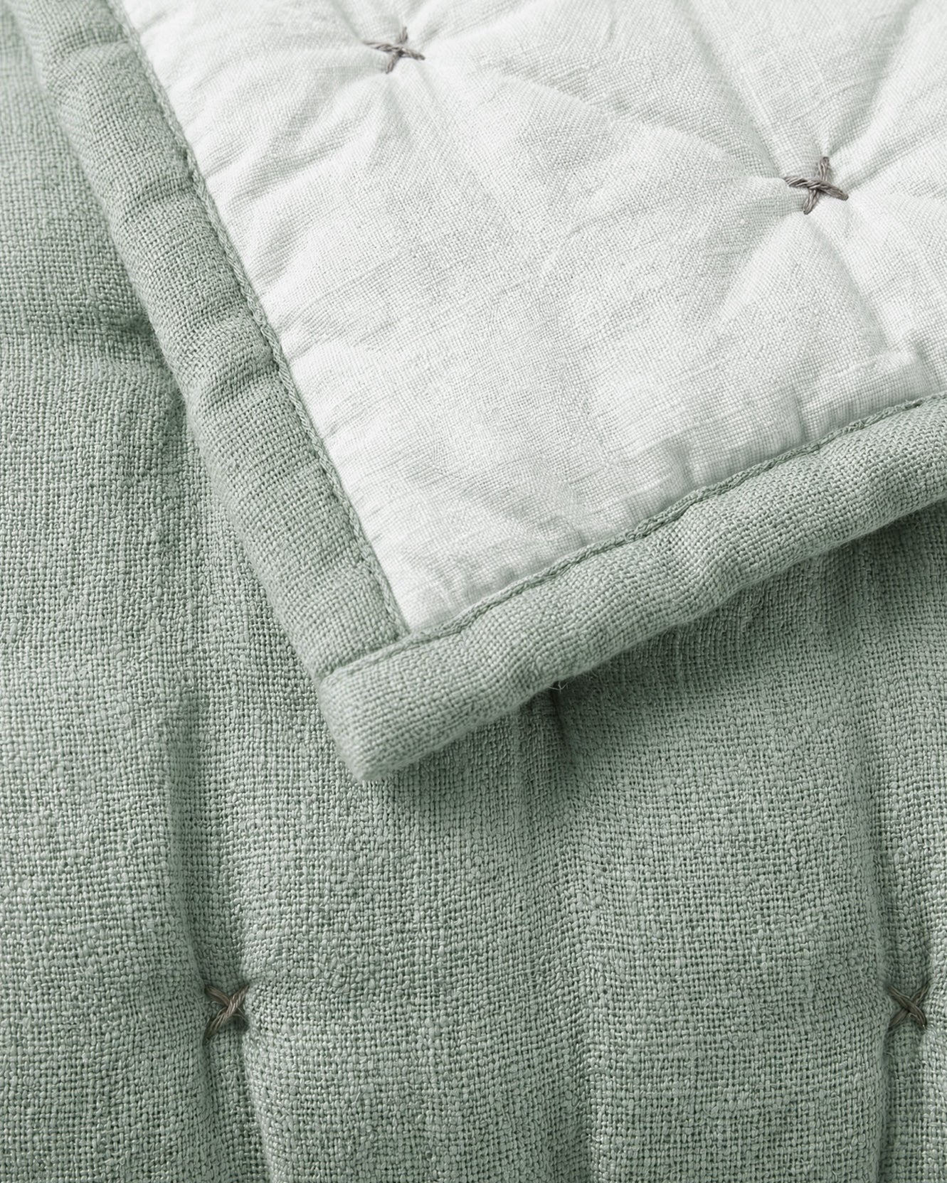 Cotton Mist Stitched Quilt Misty Blue - Off White