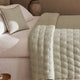 Cotton Mist Stitched Quilt Misty Blue - Off White
