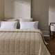 Cotton Mist Stitched Quilt Taupe - Off White