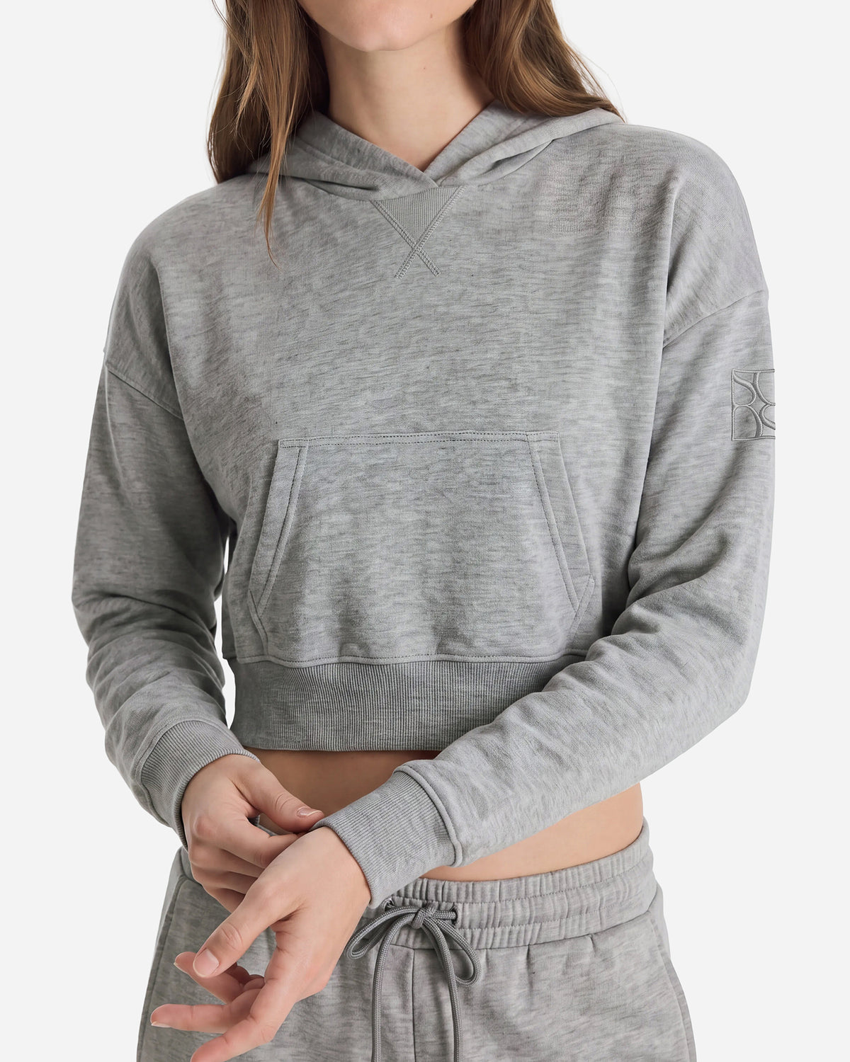 Cloud Jersey Cropped Hoodie Grey Marl