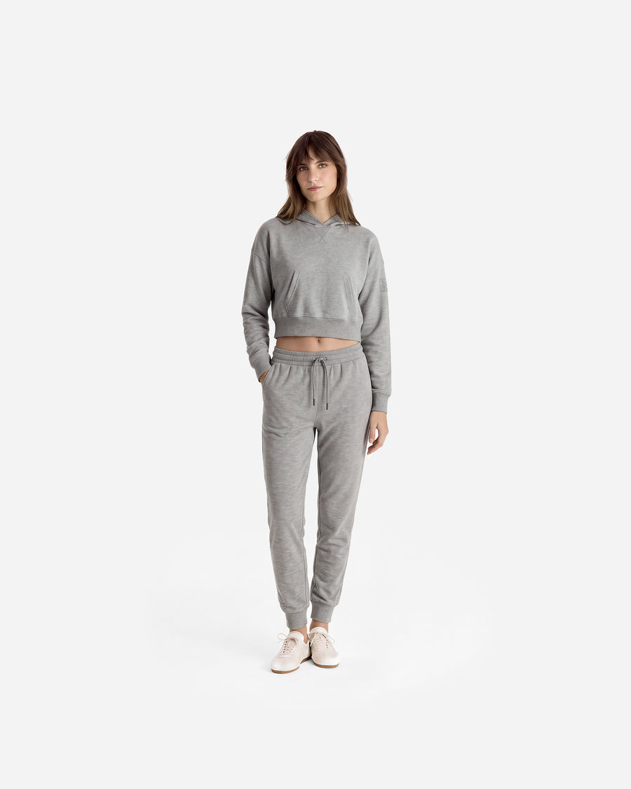 Cloud Jersey Cropped Hoodie Grey Marl