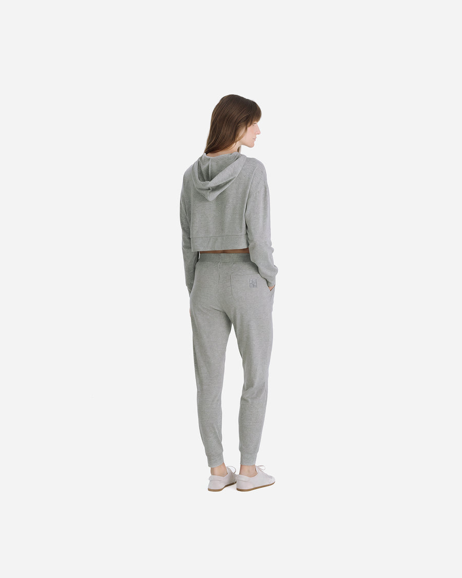 Cloud Jersey Cropped Hoodie Grey Marl