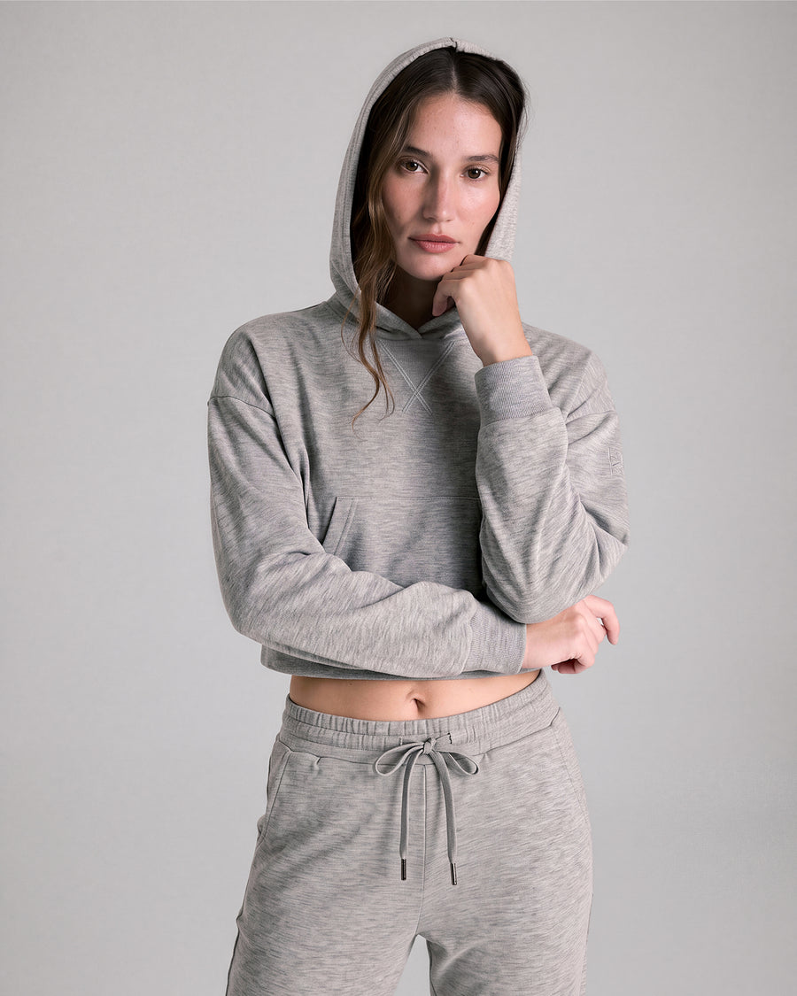 Cloud Jersey Cropped Hoodie Grey Marl