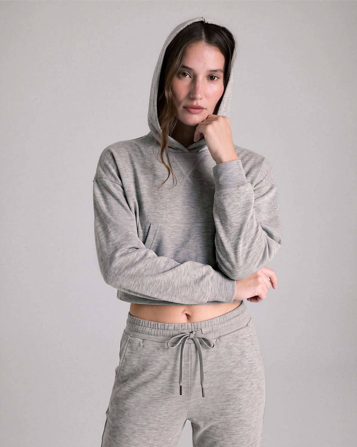 Cloud Jersey Cropped Hoodie Grey Marl