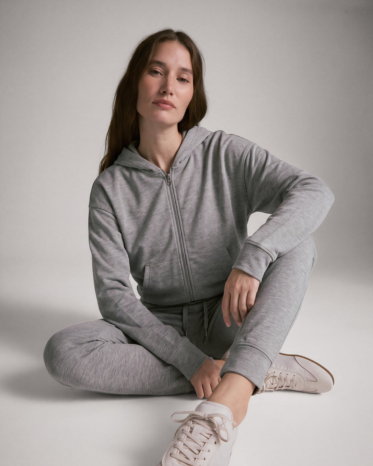 Cloud Jersey Unisex Zip-Up Hoodie Grey Marl