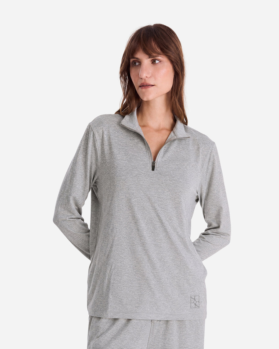 Cloud Jersey Unisex Quarter Zip Sweatshirt Grey Marl