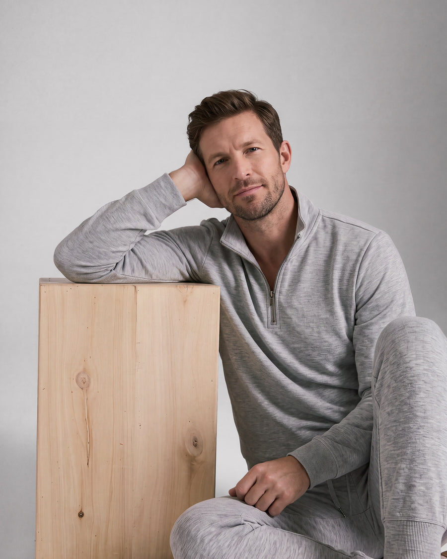 Cloud Jersey Unisex Quarter Zip Sweatshirt Grey Marl
