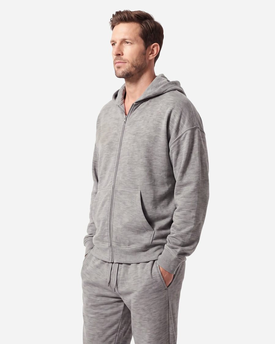 Cloud Jersey Unisex Zip-Up Hoodie Grey Marl
