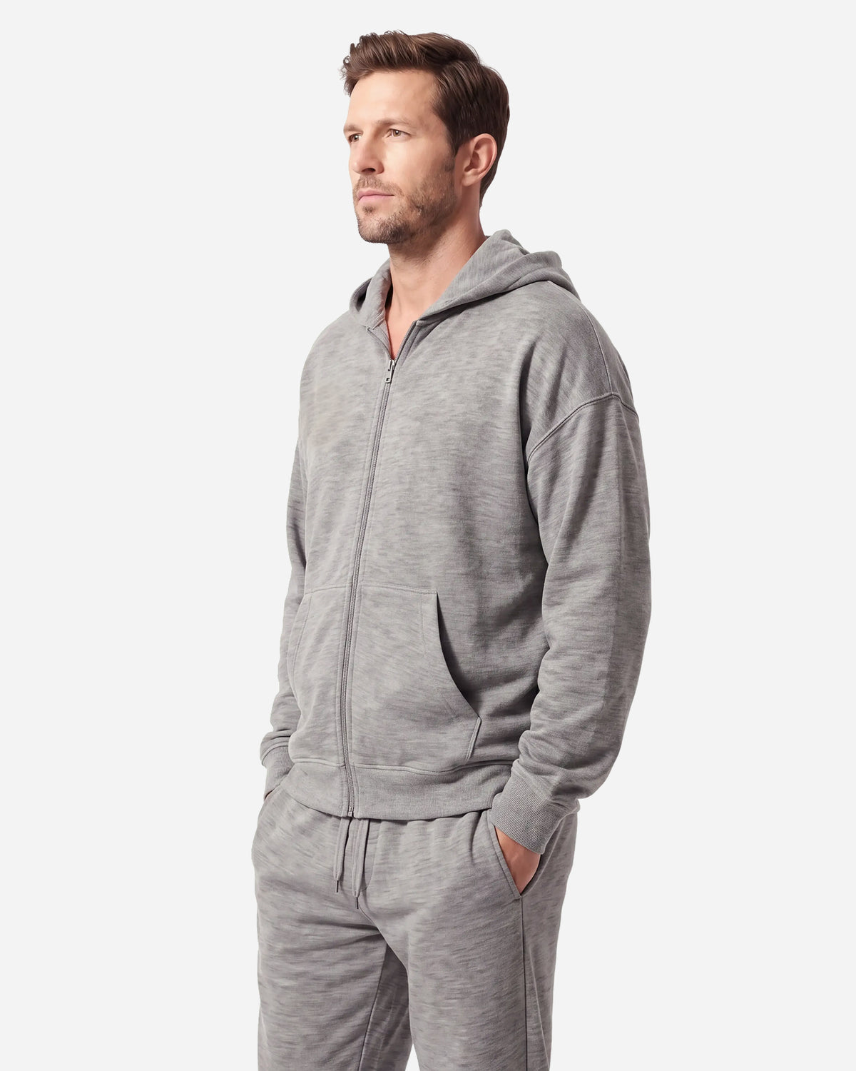 Cloud Jersey Unisex Zip-Up Hoodie Grey Marl