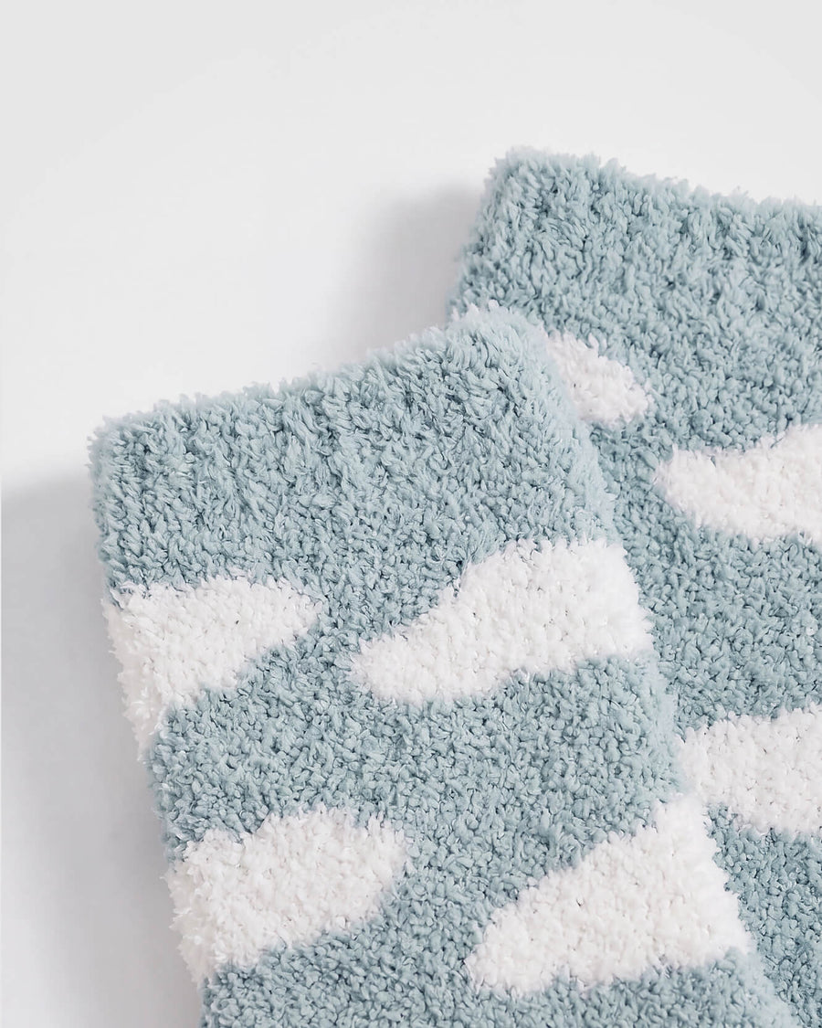 Snug Clouds Socks Misty Blue - Off White