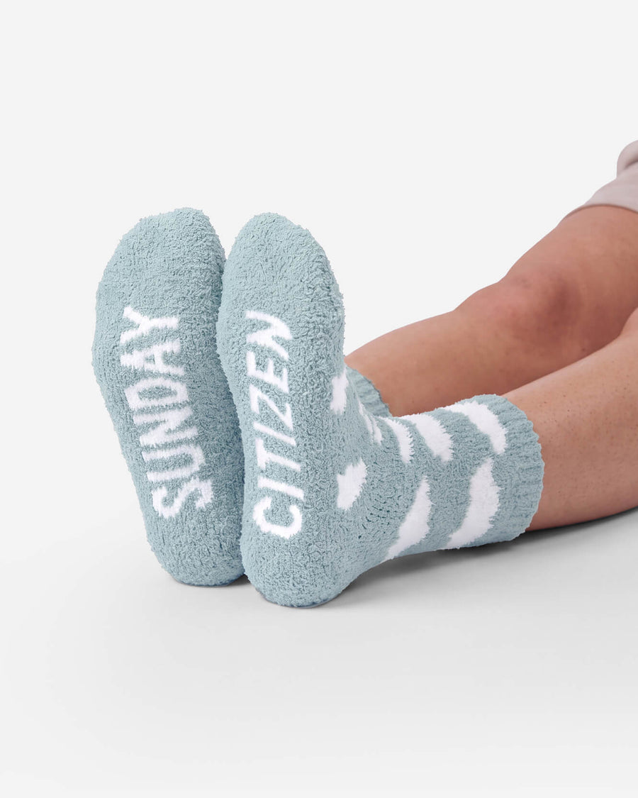 Snug Clouds Socks Misty Blue - Off White