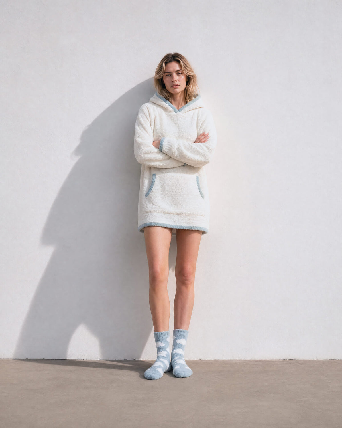 Snug Clouds Socks Misty Blue - Off White