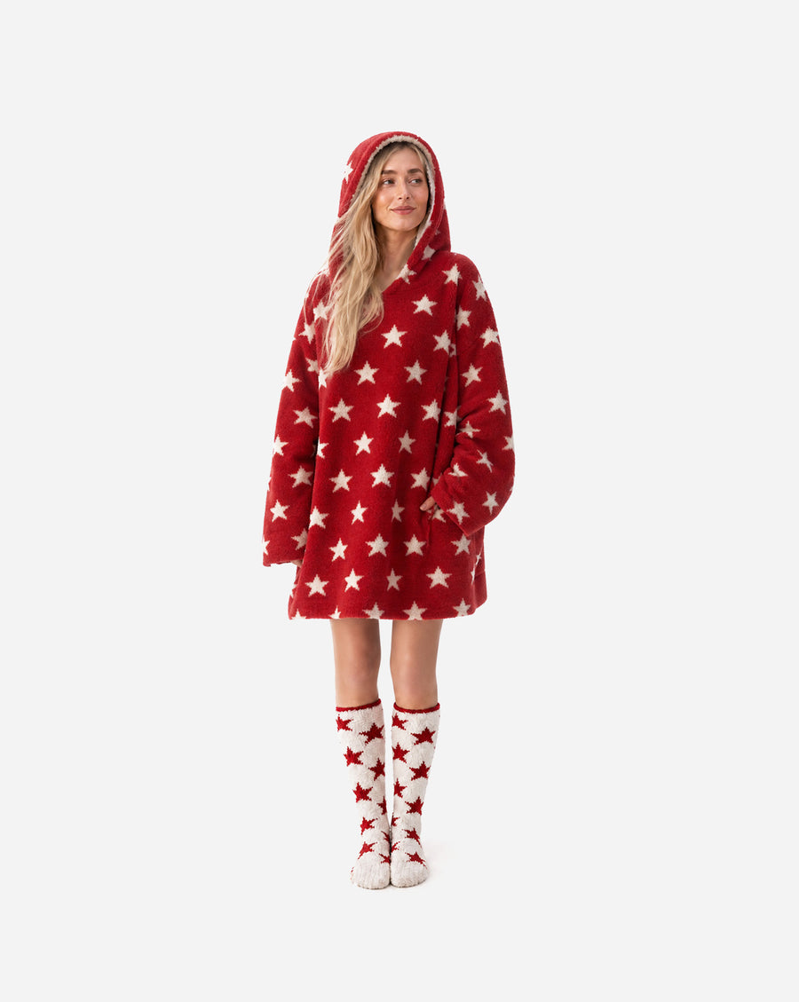 Sunday Citizen Coastal Americana Hoodie + Socks Bundle in Red - Blue - Off White