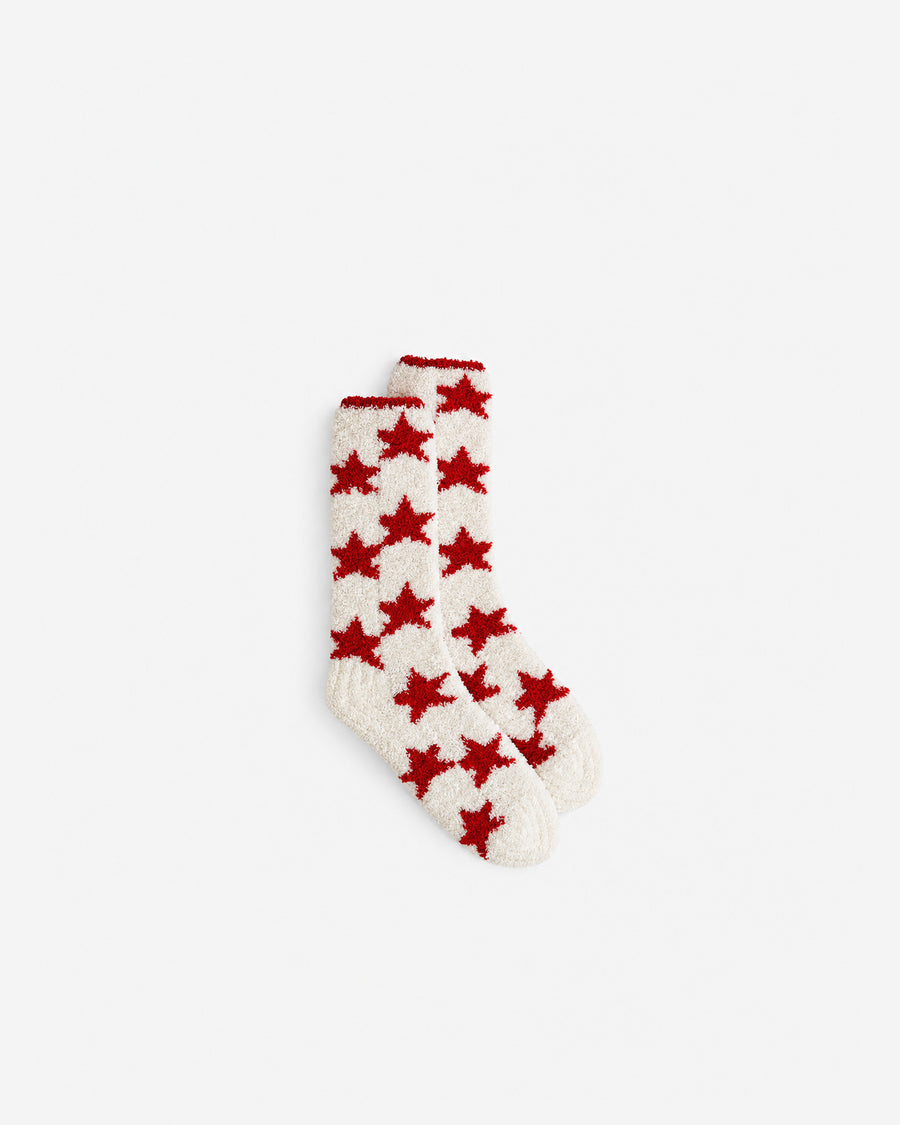 Sunday Citizen Coastal Americana Snug Socks in Red - Off White