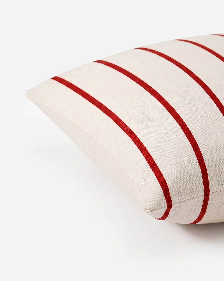Sunday Citizen Coastal Americana Stripe Throw Pillow in Red - Off White