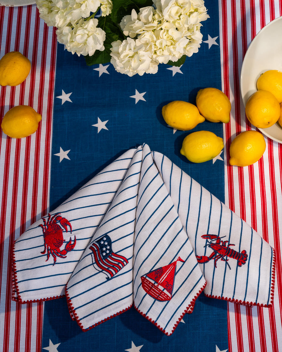 Sunday Citizen Coastal Americana Table Runner in Blue - White