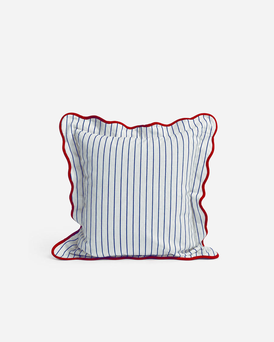Sunday Citizen Coastal Americana Wavy Trim Throw Pillow in Blue - White
