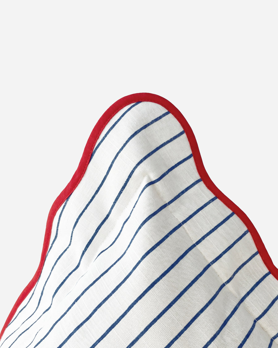 Sunday Citizen Coastal Americana Wavy Trim Throw Pillow in Blue - White