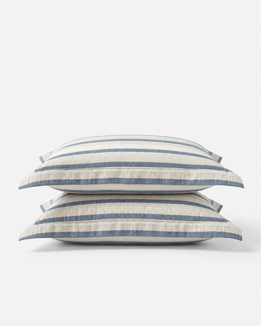 Coastal Reversible Cotton Mist  Duvet Bundle Off White - Taupe - Blue