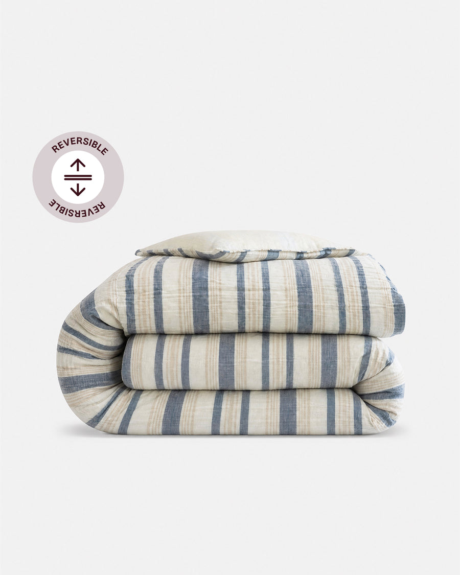 Image of Coastal Reversible Cotton Mist Duvet Cover