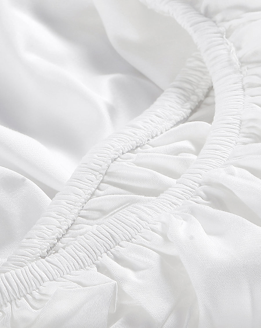 Cooling Bamboo Viscose Fitted Sheet Set White