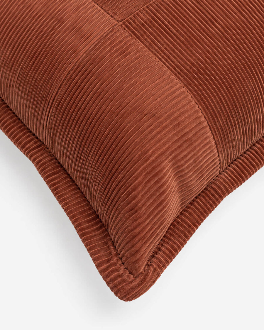 Cotton Corduroy Large Throw Pillow Rust