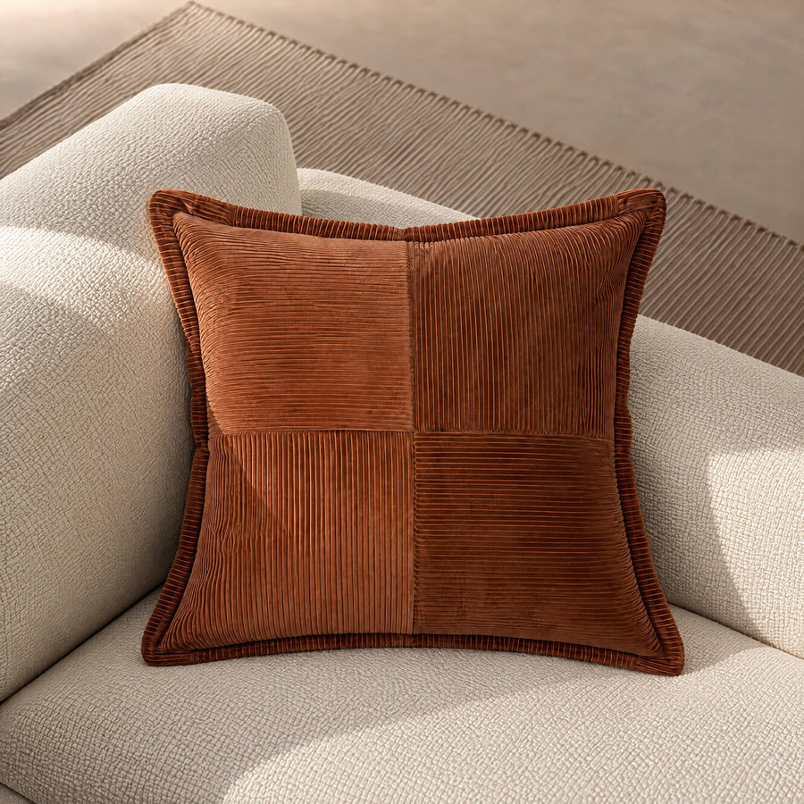 Cotton Corduroy Large Throw Pillow Rust