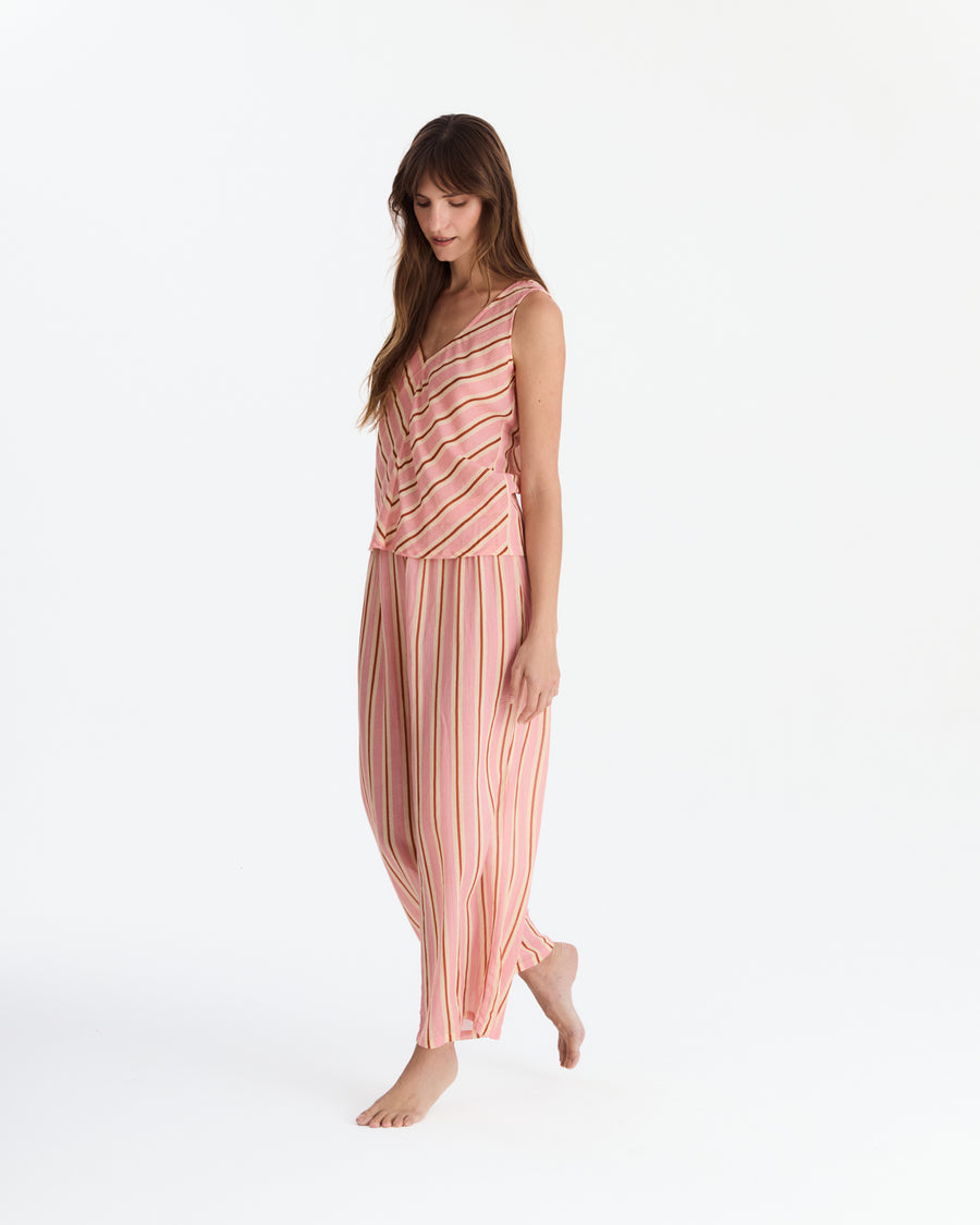 Aurora Cotton Mist Long Pajama Set Light Ochre - Off White