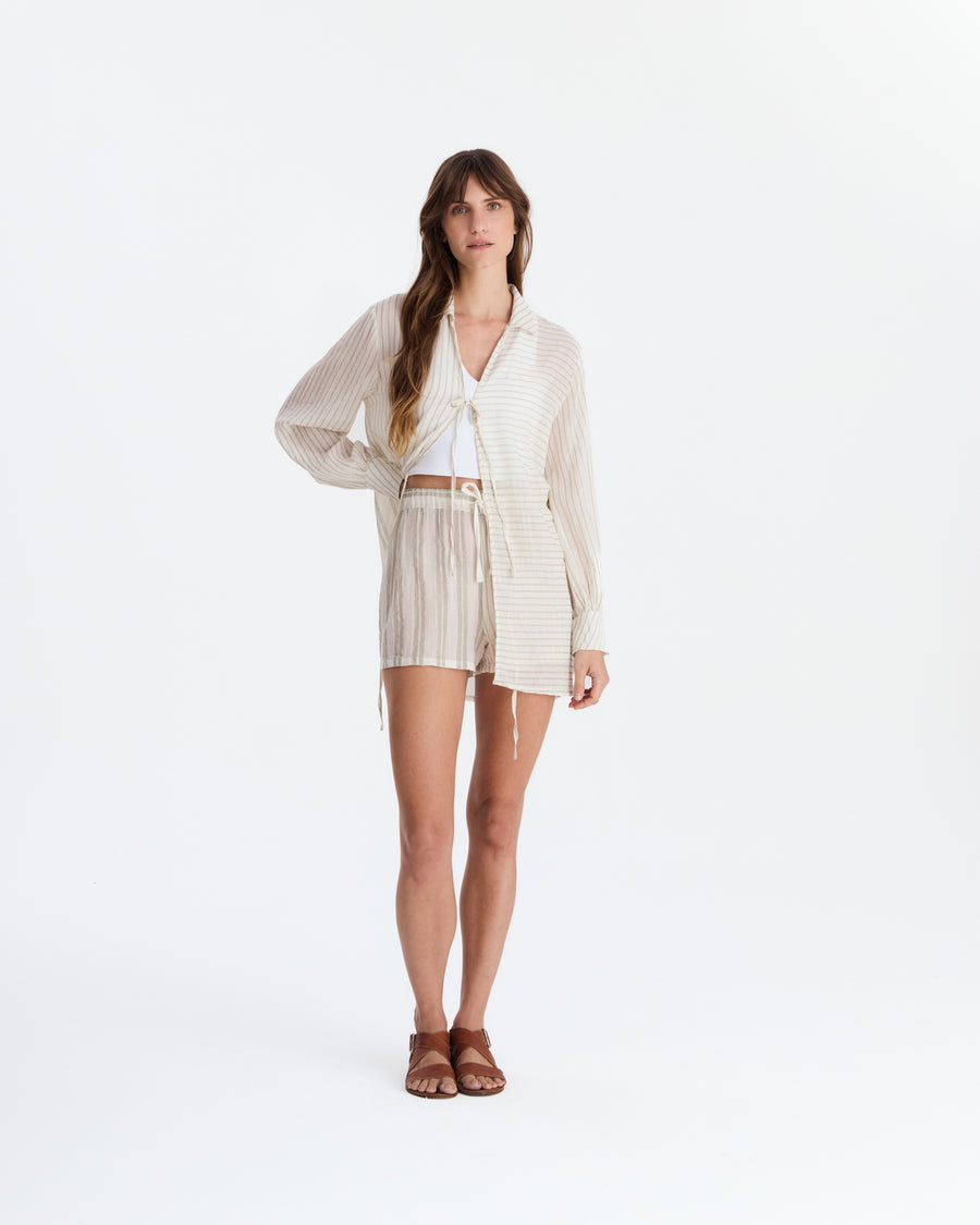 Salvia Cotton Mist Pool Cover Up Light Sage - Off White