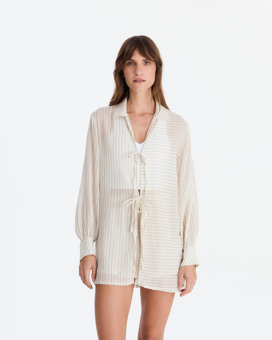 Salvia Cotton Mist Pool Cover Up Light Sage - Off White