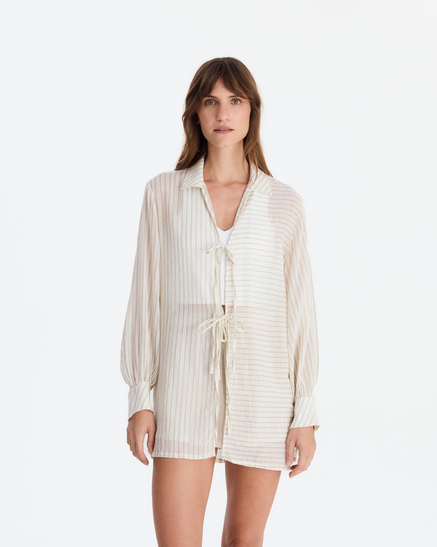 Salvia Cotton Mist Pool Cover Up Light Sage - Off White