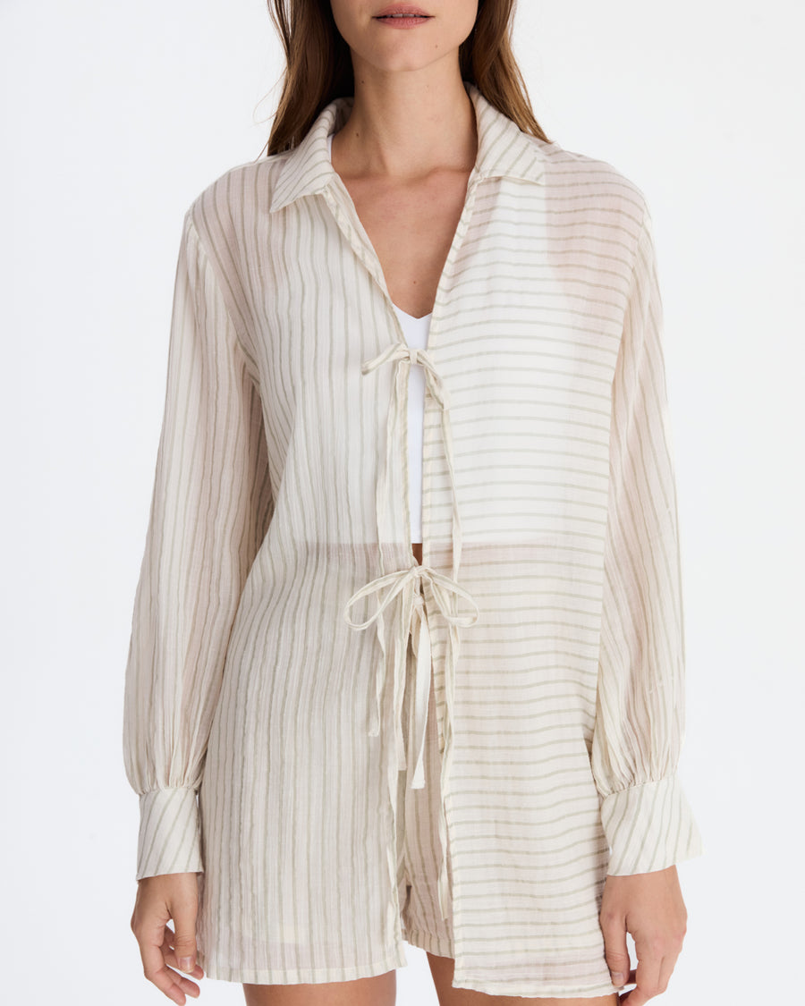 Salvia Cotton Mist Pool Cover Up Light Sage - Off White