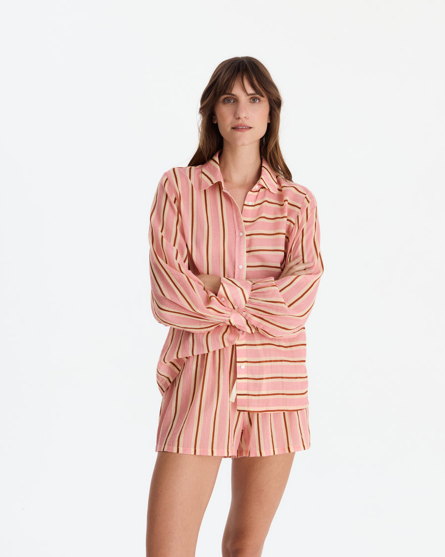 Aurora Cotton Mist Short Pajama Set Light Ochre - Off White