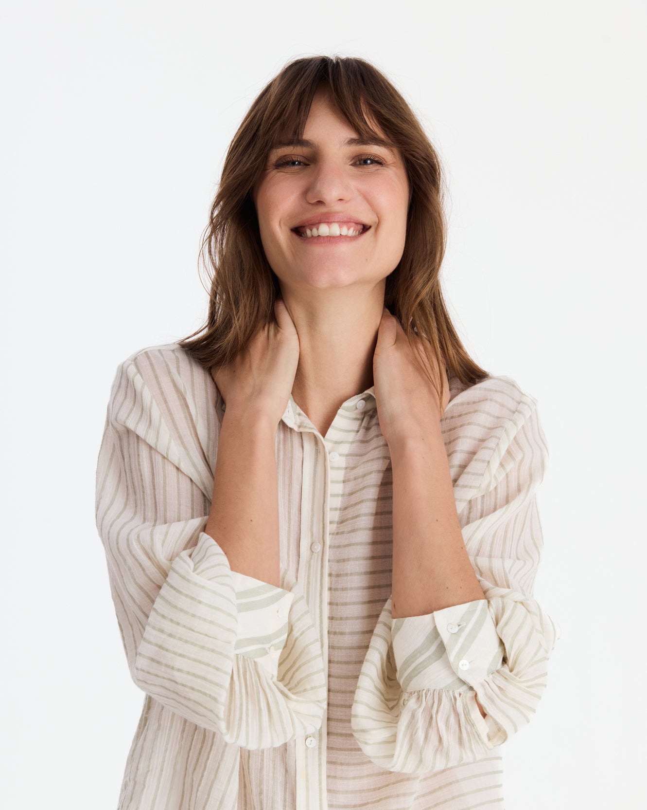 Salvia Cotton Mist Short Pajama Set Light Sage - Off White