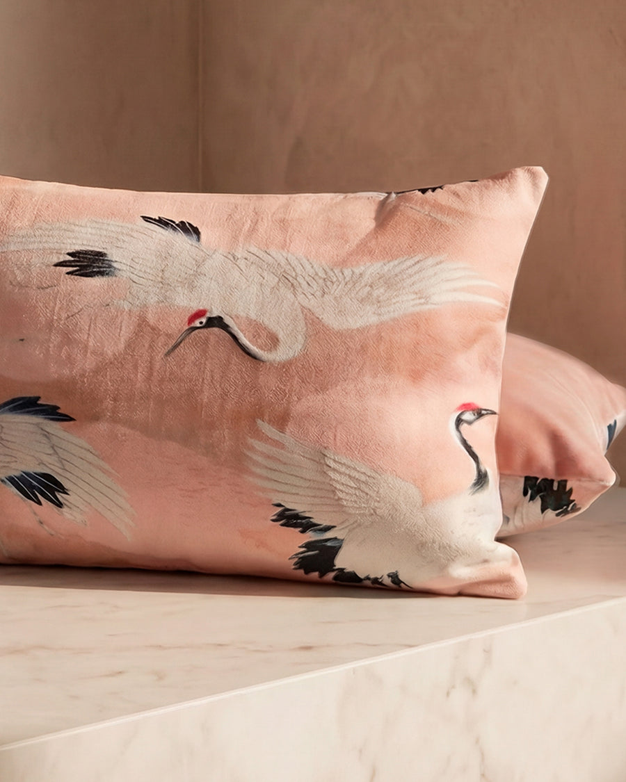Sunday Citizen Crane in the Clouds Small Lumbar Pillow Pink Sand