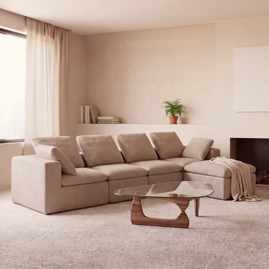 Hudson Modular Extended Sectional Sofa Mocha