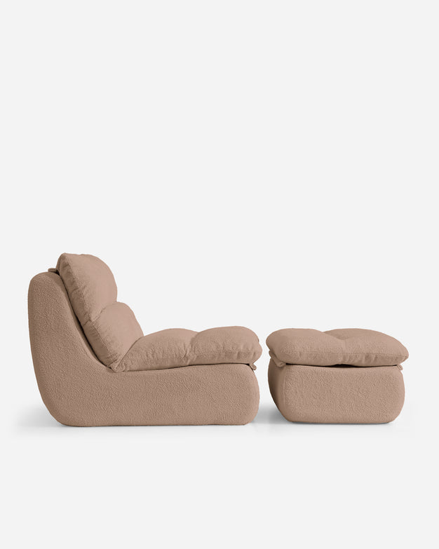 Lennox Indoor Chair + Ottoman Set Mocha