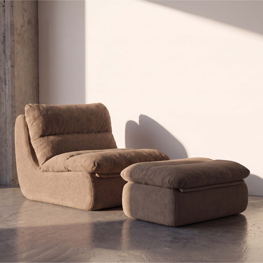 Lennox Indoor Chair + Ottoman Set Mocha