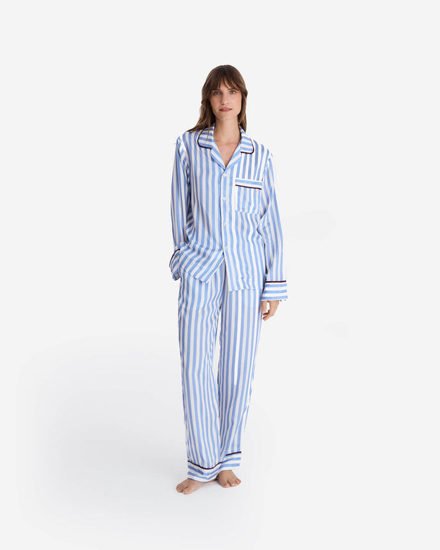 Sunday Citizen Lovely Silky Lyocell Long PJ  White - Endless sky