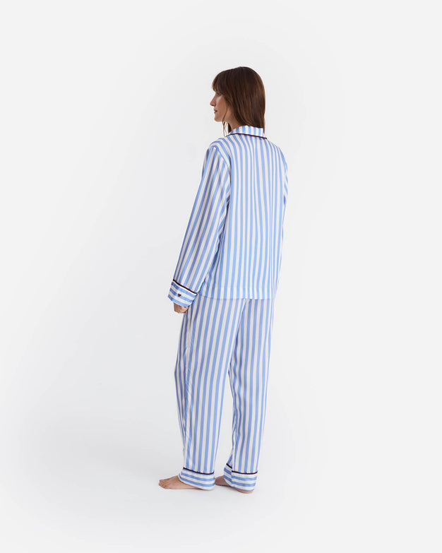 Sunday Citizen Lovely Silky Lyocell Long PJ  White - Endless sky