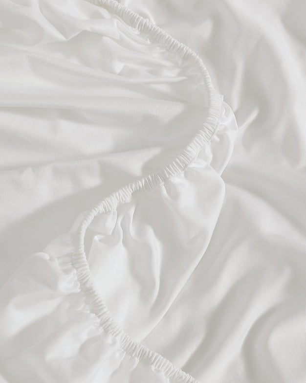 Luce Cotton Sateen Fitted Sheet White