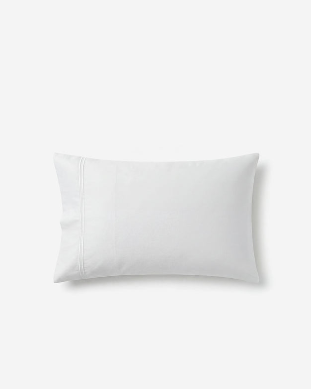Luce Cotton Sateen Pillowcase Set with Stitched Trim White