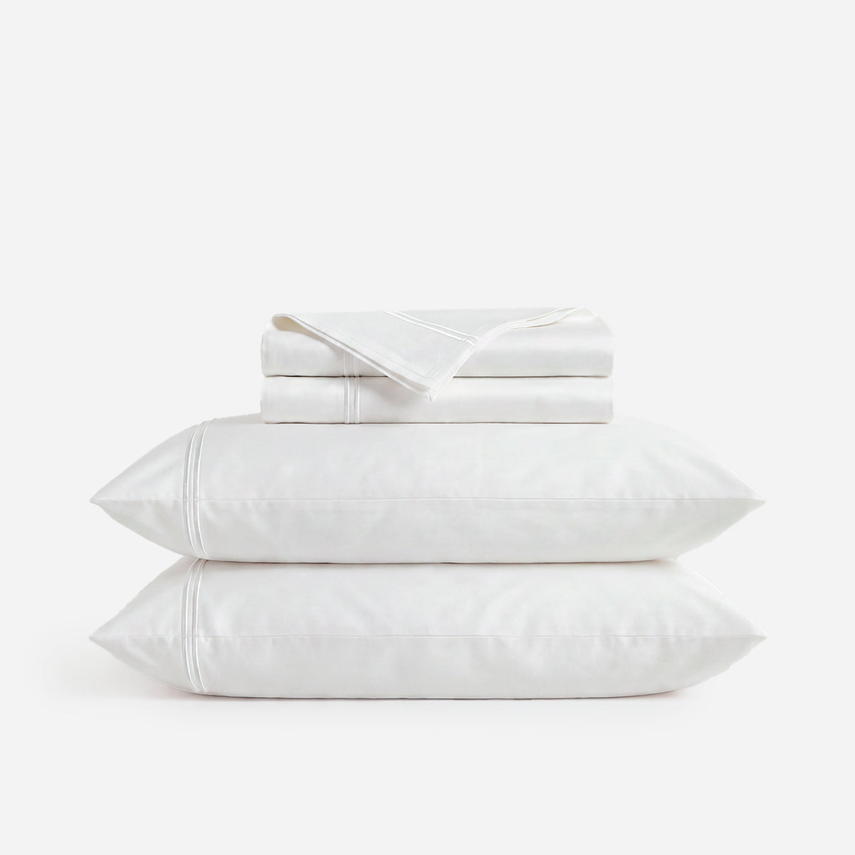 Sunday Citizen Luce Cotton Sateen Sheet Set in  White