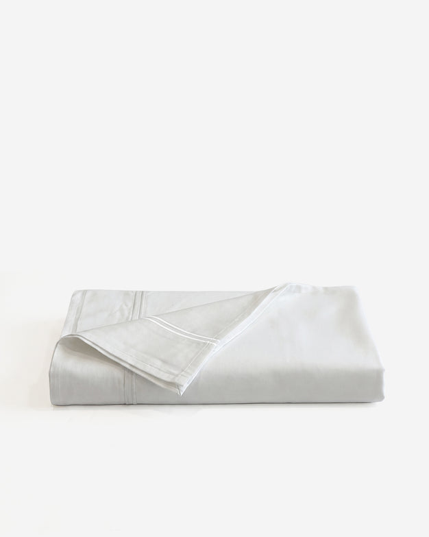 Luce Cotton Sateen Top Sheet with Stitched Trim White