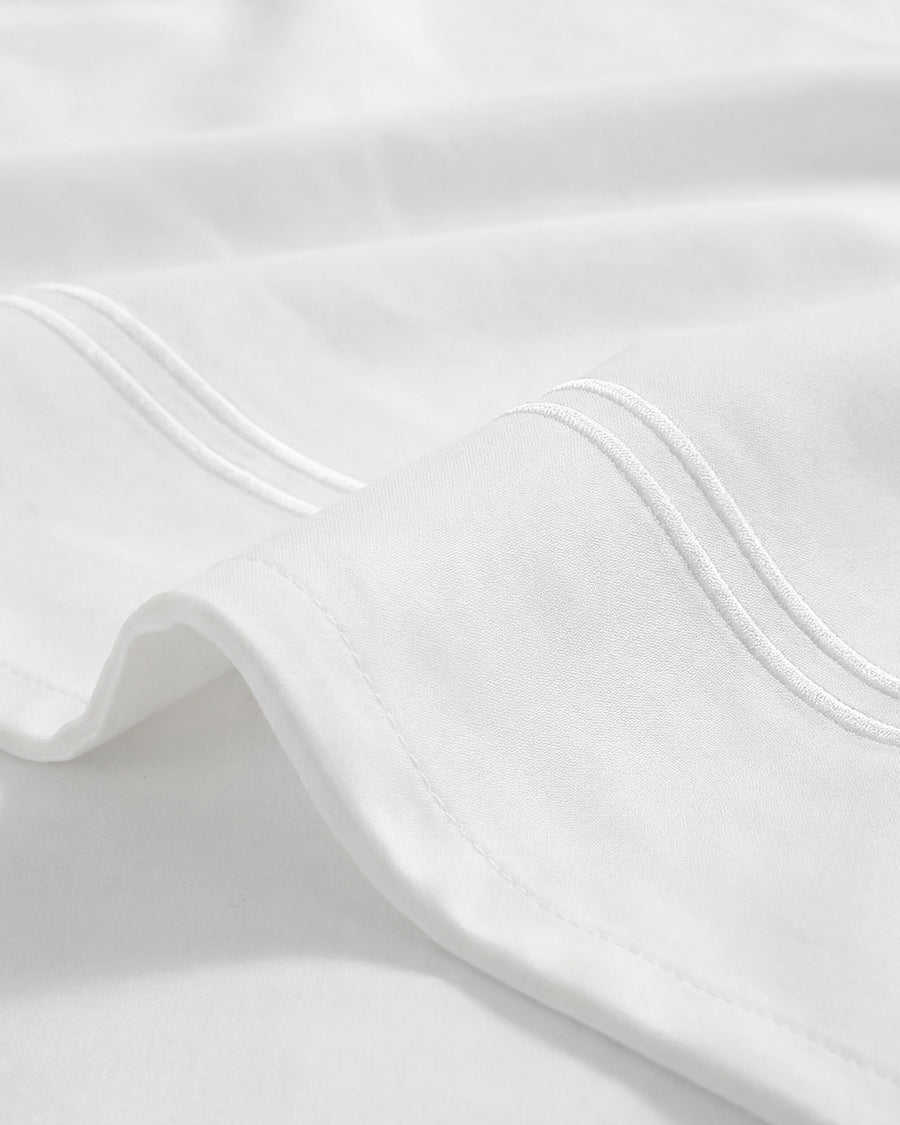 Luce Cotton Sateen Top Sheet with Stitched Trim White