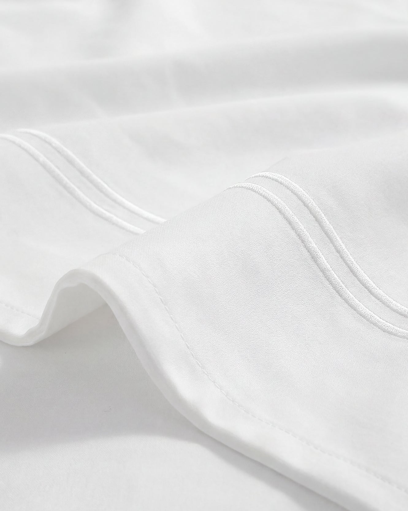 Luce Cotton Sateen Top Sheet with Stitched Trim White