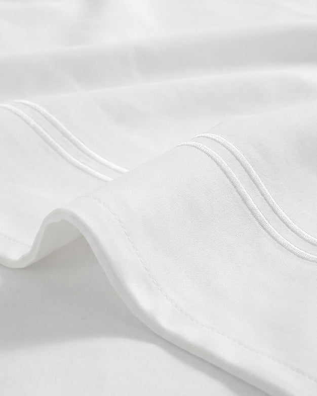 Luce Cotton Sateen Top Sheet with Stitched Trim White