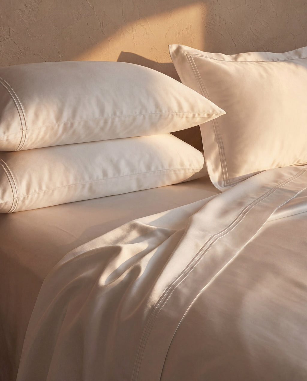 Luce Cotton Sateen  Sheet Set White