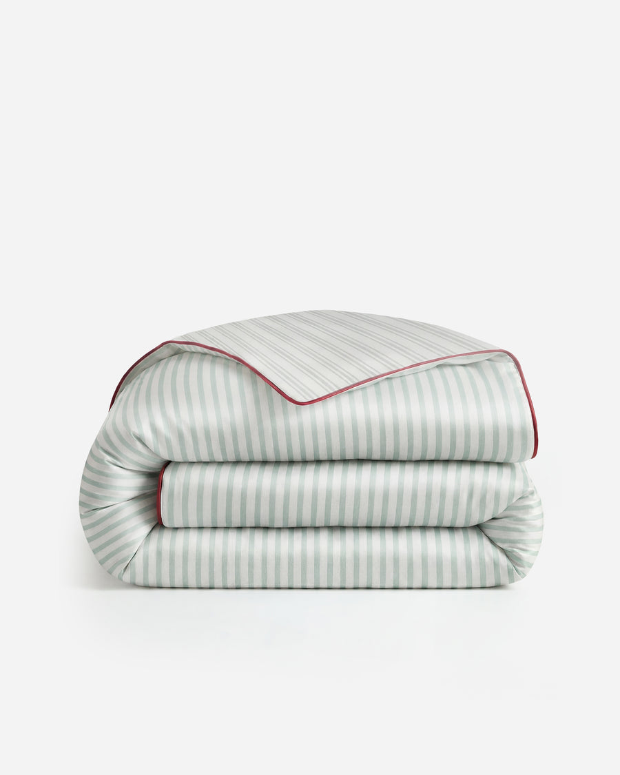 Sunday Citizen Mare Silky Lyocell Duvet Cover in Misty Blue - White